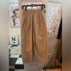 Free People beige cotton wide leg pants